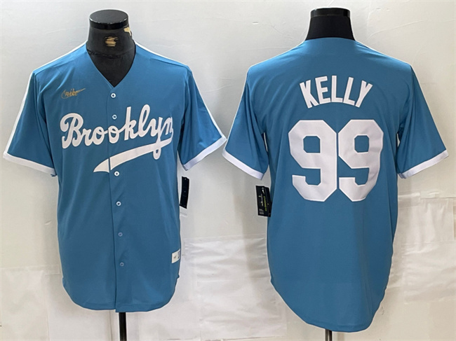 Los Angeles Dodgers #99 Joe Kelly Light Blue Throwback Cool Base Stitched Jersey - Click Image to Close